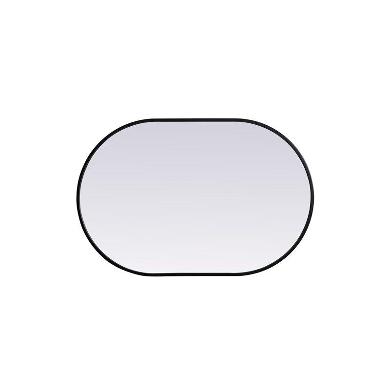 Pemberly Row 24x36 Oval Mirror with Black Iron and MDF Frame