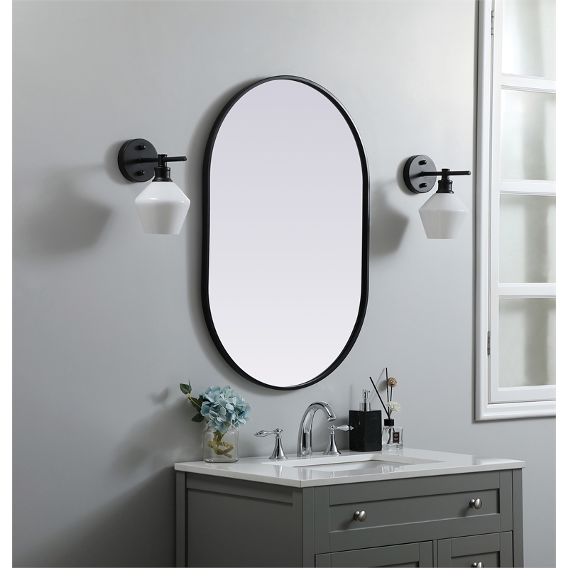 Pemberly Row 24x36 Oval Mirror with Black Iron and MDF Frame