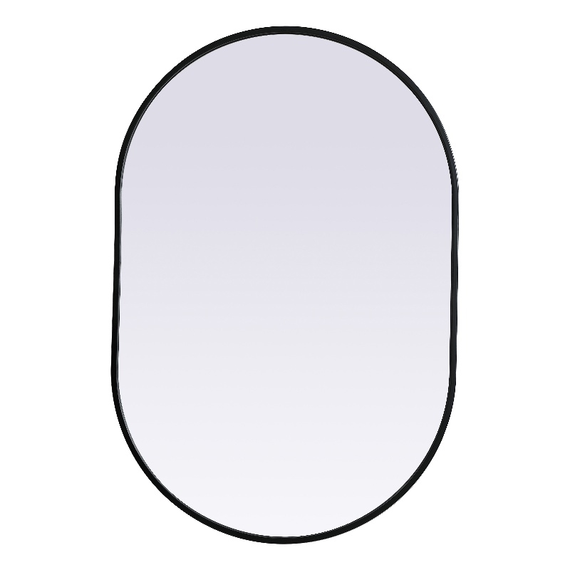 Pemberly Row 24x36 Oval Mirror with Black Iron and MDF Frame