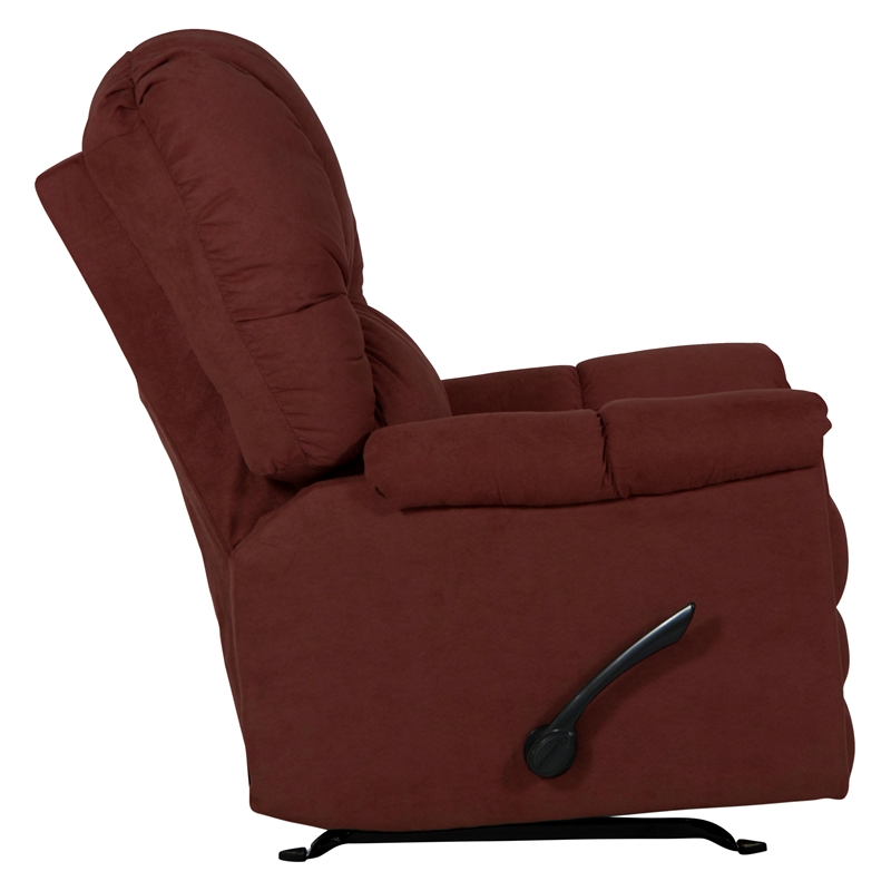 Pemberly Row Manual Rocker Recliner with Polyester Fabric in Red