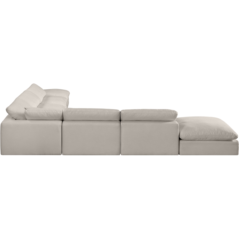 Pemberly Row 7-Piece Modular Sectional in Beige Linen Textured Fabric