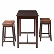 Pemberly Row 3-Piece Counter Dining Set Wood and Faux Leather Cognac Brown