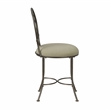Pemberly Row Metal Upholstered Vanity Stool with Mandala Back in Antique Gray