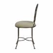 Pemberly Row Metal Upholstered Vanity Stool with Mandala Back in Antique Gray