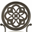 Pemberly Row Metal Upholstered Vanity Stool with Mandala Back in Antique Gray