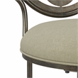 Pemberly Row Metal Upholstered Vanity Stool with Mandala Back in Antique Gray