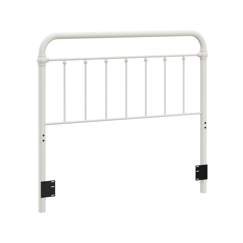 Pemberly Row Metal Spindle Headboard in Soft White for Full/Queen Beds