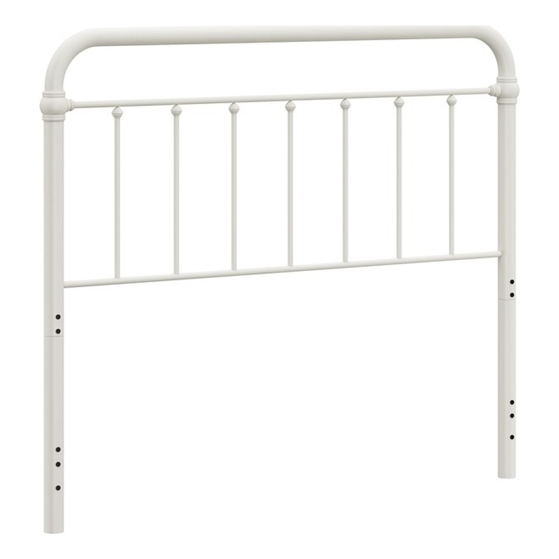 Pemberly Row Metal Spindle Headboard in Soft White for Full/Queen Beds