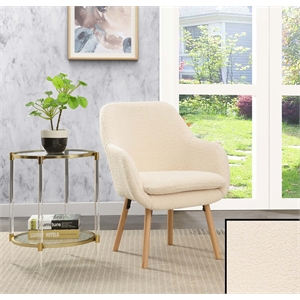 Pemberly Row Charlotte Sherpa Accent Chair in Cream