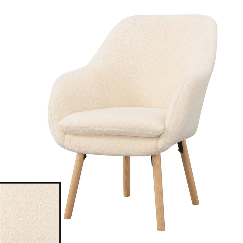 Pemberly Row Charlotte Sherpa Accent Chair in Cream