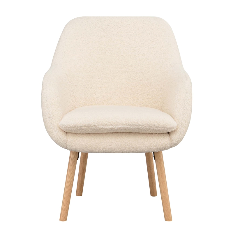 Pemberly Row Charlotte Sherpa Accent Chair in Cream