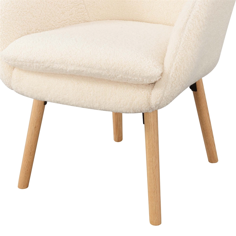 Pemberly Row Charlotte Sherpa Accent Chair in Cream
