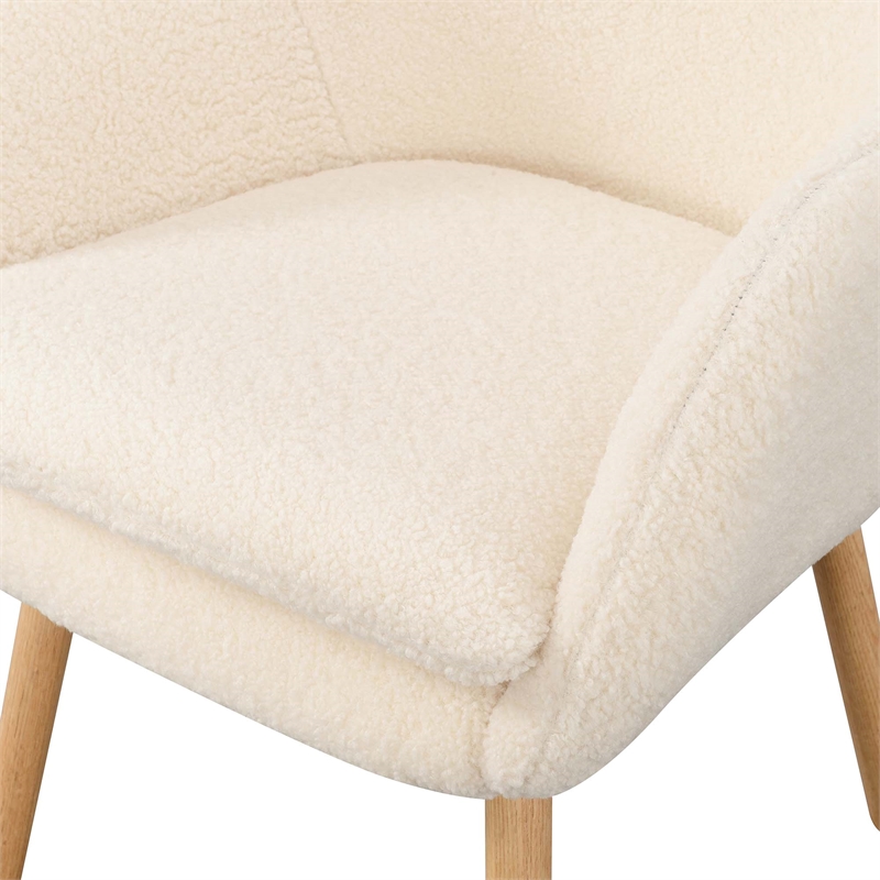 Pemberly Row Charlotte Sherpa Accent Chair in Cream