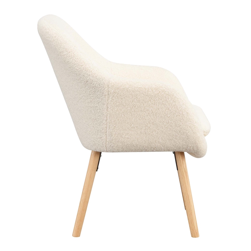 Pemberly Row Charlotte Sherpa Accent Chair in Cream