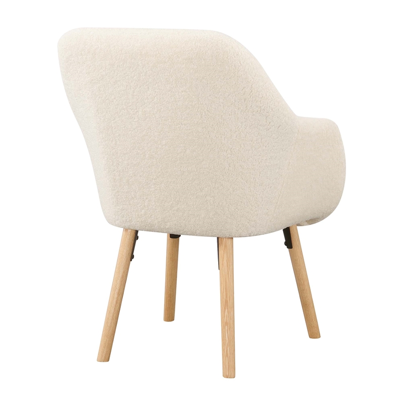 Pemberly Row Charlotte Sherpa Accent Chair in Cream