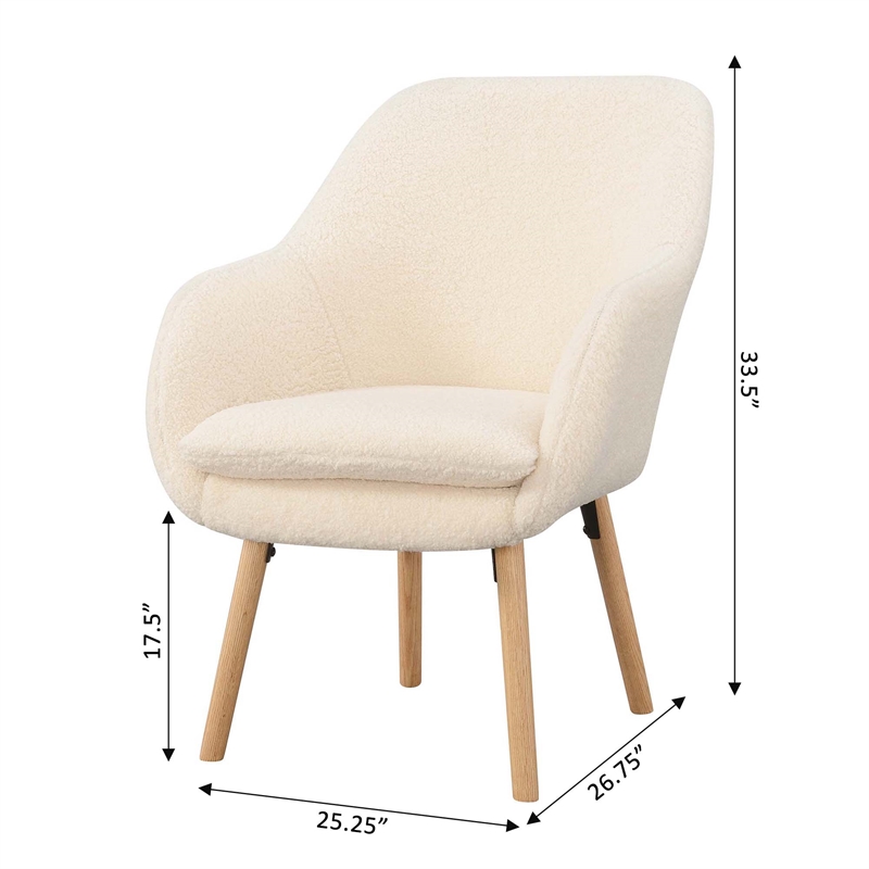 Pemberly Row Charlotte Sherpa Accent Chair in Cream