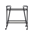 Pemberly Row Metal and Mirrored Rolling Bar Cart in Black
