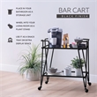Pemberly Row Metal and Mirrored Rolling Bar Cart in Black