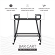 Pemberly Row Metal and Mirrored Rolling Bar Cart in Black
