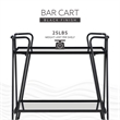 Pemberly Row Metal and Mirrored Rolling Bar Cart in Black