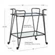 Pemberly Row Metal and Mirrored Rolling Bar Cart in Black