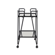 Pemberly Row Metal and Mirrored Rolling Bar Cart in Black
