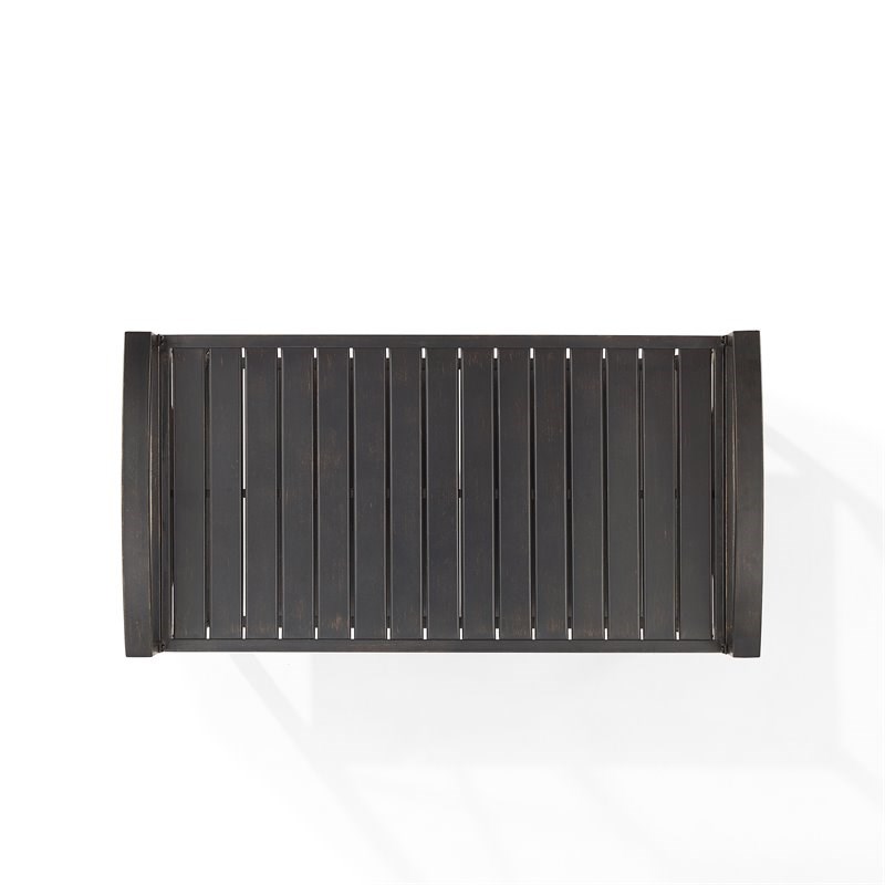 Pemberly Row Metal Outdoor Bar Cart in Oil Rubbed Bronze Finish