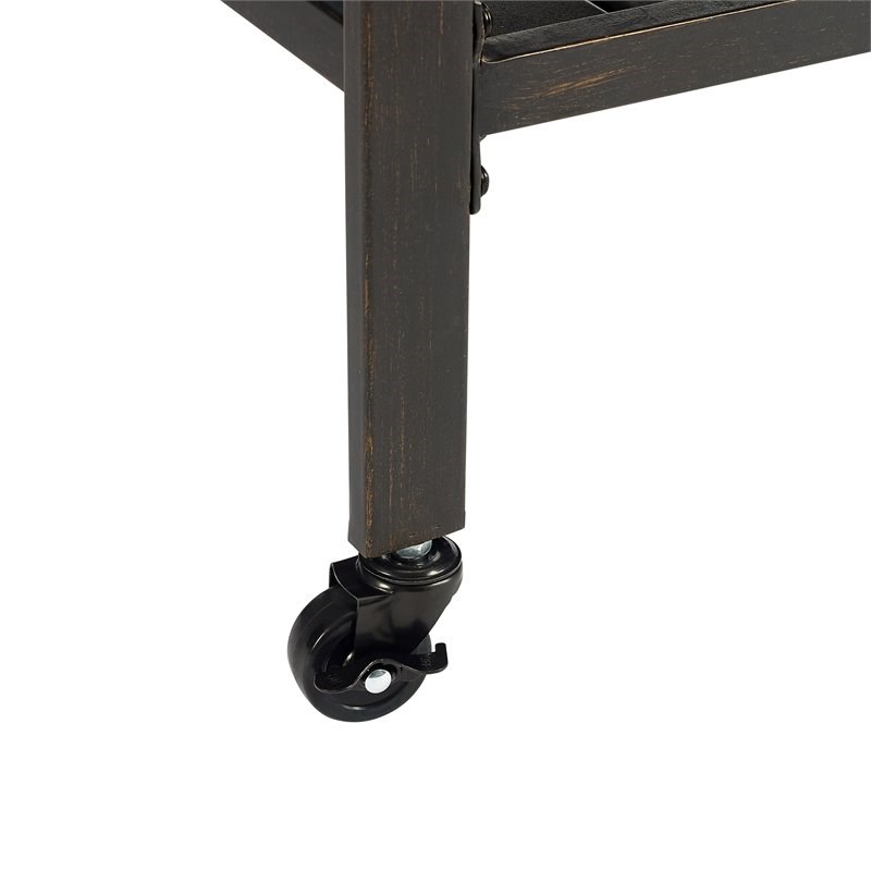 Pemberly Row Metal Outdoor Bar Cart in Oil Rubbed Bronze Finish