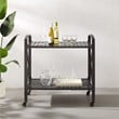 Pemberly Row Metal Outdoor Bar Cart in Oil Rubbed Bronze Finish