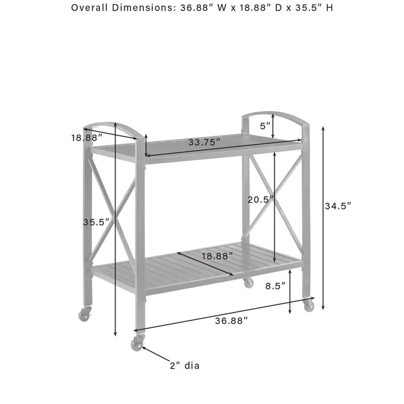 Pemberly Row Metal Outdoor Bar Cart in Oil Rubbed Bronze Finish