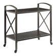 Pemberly Row Metal Outdoor Bar Cart in Oil Rubbed Bronze Finish