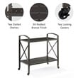 Pemberly Row Metal Outdoor Bar Cart in Oil Rubbed Bronze Finish