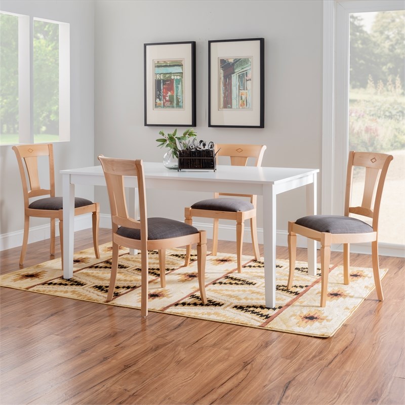 Pemberly Row Side Chairs with Grey Padded Seats and Beechwood Frame (Set of 2)