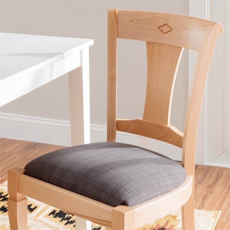 Pemberly Row Side Chairs with Grey Padded Seats and Beechwood Frame (Set of 2)