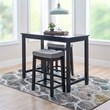 Pemberly Row 3-Piece Counter Dining Set Gray Faux Leather in Black Wood