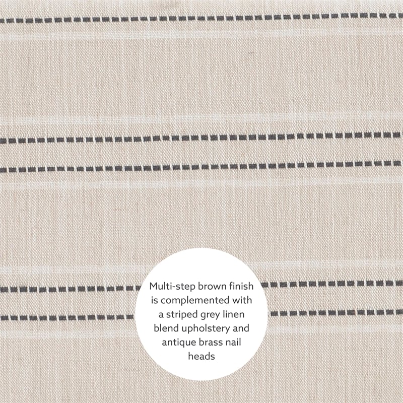 Pemberly Row 3-Piece Counter Dining Set Padded Beige Striped Seats in Brown