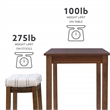 Pemberly Row 3-Piece Counter Dining Set Padded Beige Striped Seats in Brown