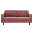 Pemberly Row Tufted Velvet Upholstered Sofa in Dusty Rose and Black