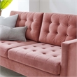 Pemberly Row Tufted Velvet Upholstered Sofa in Dusty Rose and Black