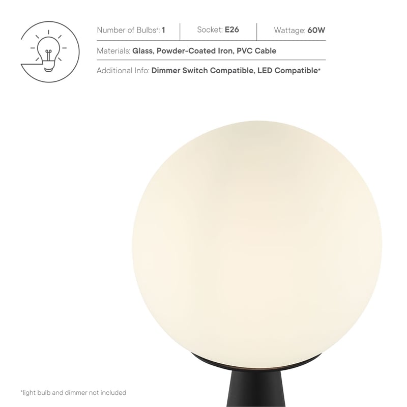Pemberly Row Glass Globe Table Lamp in White and Black