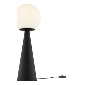 Pemberly Row Glass Globe Table Lamp in White and Black