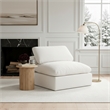 Pemberly Row Armless Chair in White Linen Fabric with Down Cushions