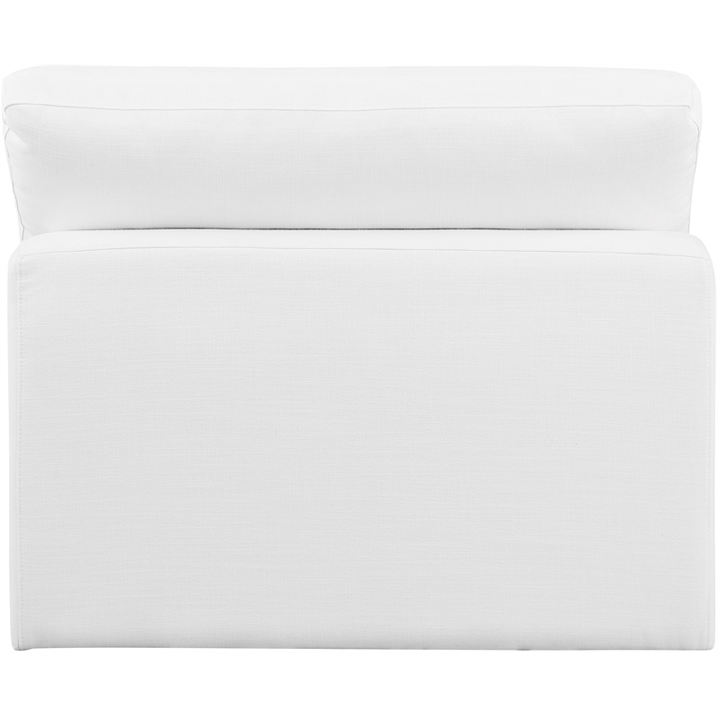 Pemberly Row Armless Chair in White Linen Fabric with Down Cushions
