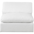 Pemberly Row Armless Chair in White Linen Fabric with Down Cushions