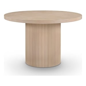 Pemberly Row Round Dining Table in Natural Oak Veneer with Fluted Base