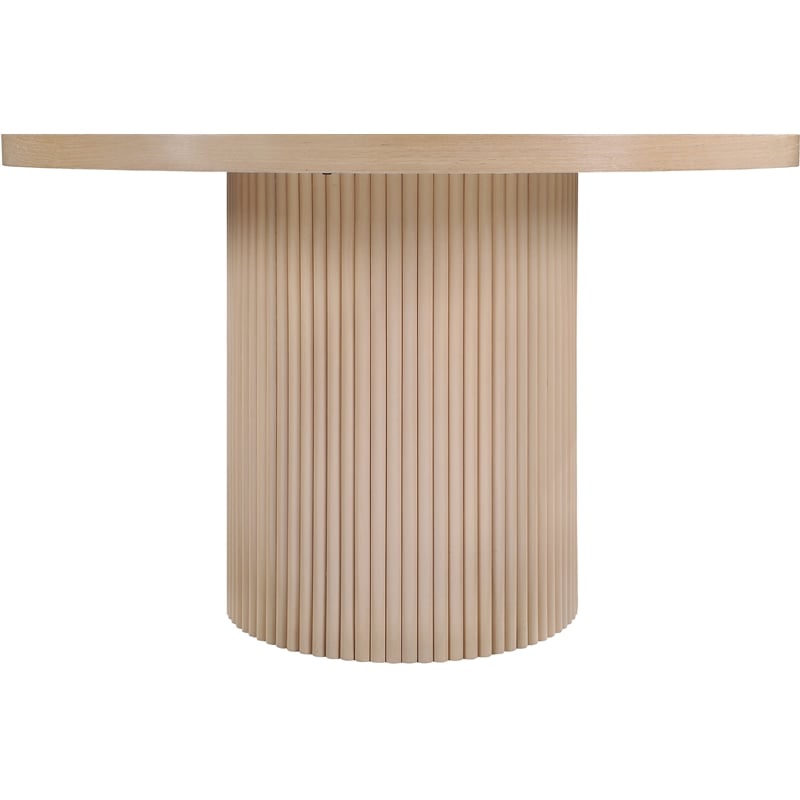 Pemberly Row Round Dining Table in Natural Oak Veneer with Fluted Base