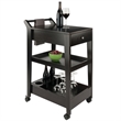 Pemberly Row Solid Wood Bar Cart in Espresso Finish with Drawers