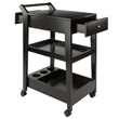 Pemberly Row Solid Wood Bar Cart in Espresso Finish with Drawers