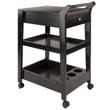 Pemberly Row Solid Wood Bar Cart in Espresso Finish with Drawers