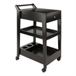 Pemberly Row Solid Wood Bar Cart in Espresso Finish with Drawers